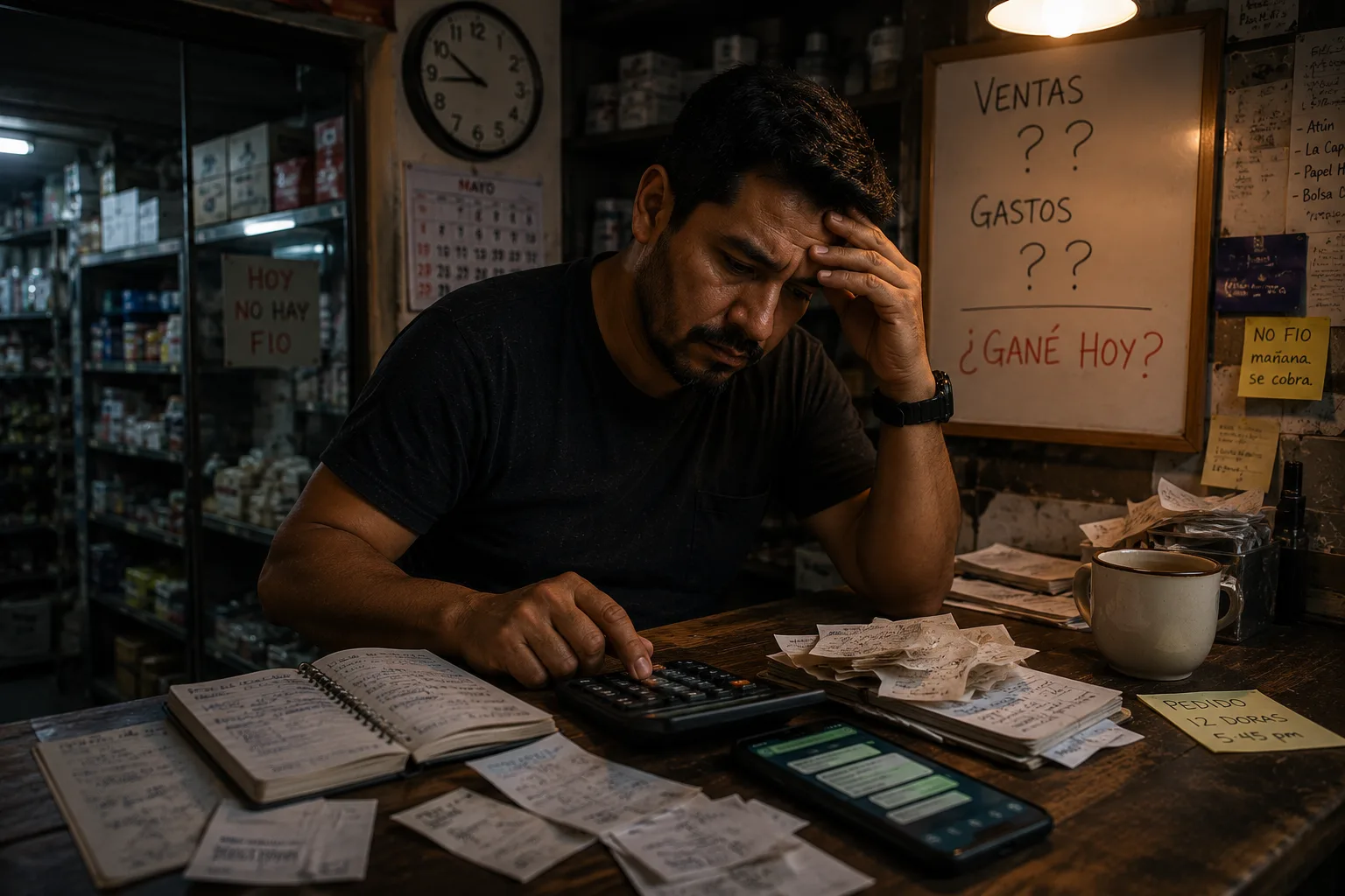 Dueño haciendo cuentas